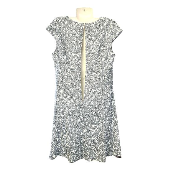 Ann Taylor Petite Blue/White Floral Vines Structured w/ Boning Dress | Size 14P - Picture 3 of 11